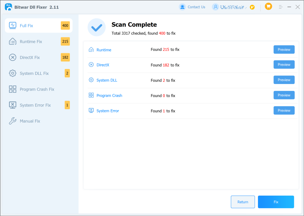 bitwar dill fixer -scan complete